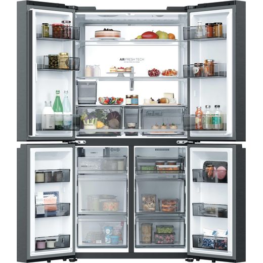 Haier Horizon American Fridge Freezer - Obsidian Steel - Doors open